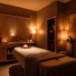 modern luxury bedroom design illuminated with electric lamps generated by ai 85x85